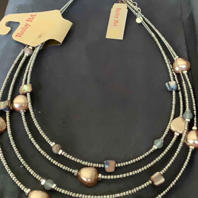Ruby Rd. Multi-Strand Necklace With Gold And Silver Beads